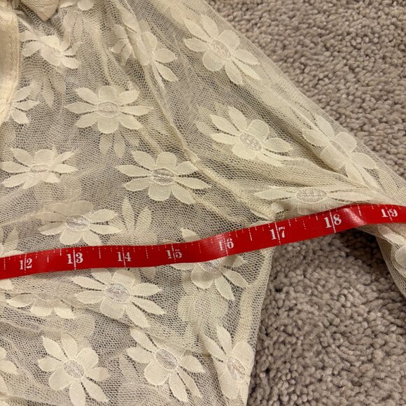 FREE PEOPLE Flower Fields Sheer Button-Front Shirt - Beige - Sz M - Picture 9 of 9